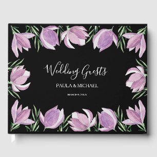 Watercolor Purple Floral Wedding Guest Book