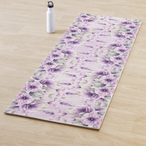 Watercolor Purple Floral Yoga Mat