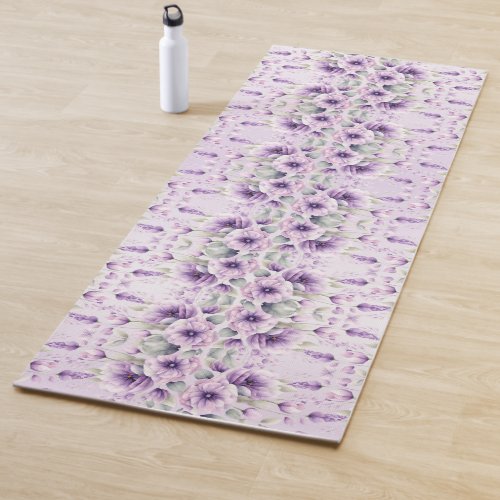 Watercolor Purple Floral Yoga Mat