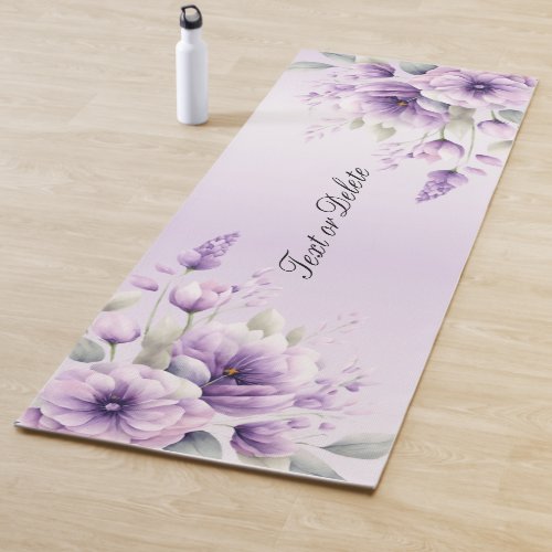 Watercolor Purple Floral Yoga Mat