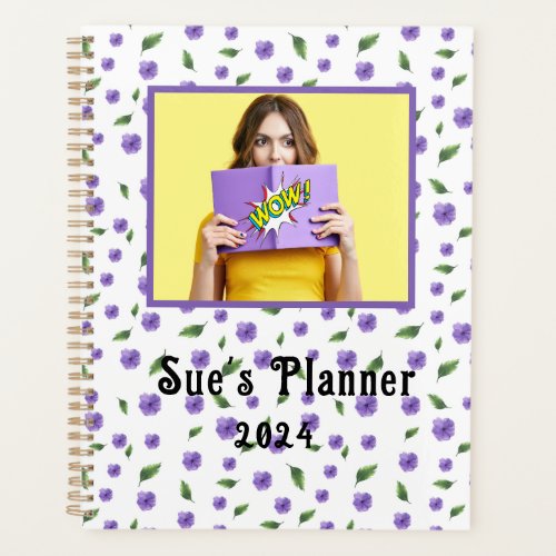 Watercolor Purple Flower 2024Custom Planner 