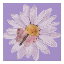 watercolor purple flower and butterfly