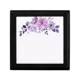 Watercolor purple flower bouquet  gift box