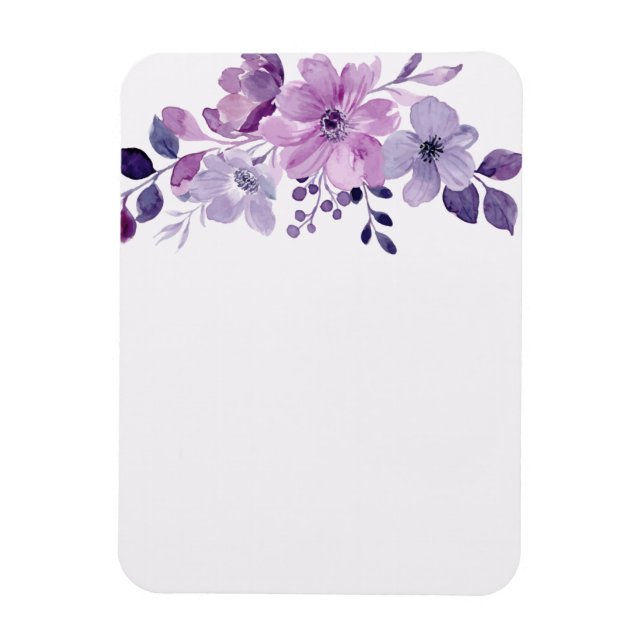 Watercolor purple flower bouquet  magnet (Vertical)