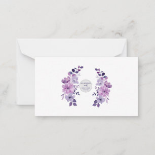 Watercolor purple flower bouquet note card