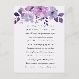 Watercolor purple flower bouquet postcard
