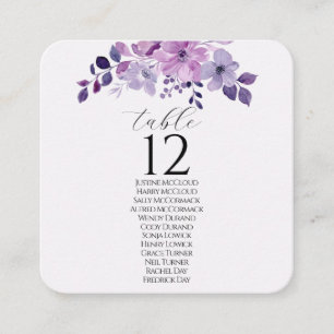 Watercolor purple flower bouquet square business card