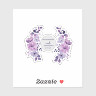 Watercolor purple flower bouquet sticker