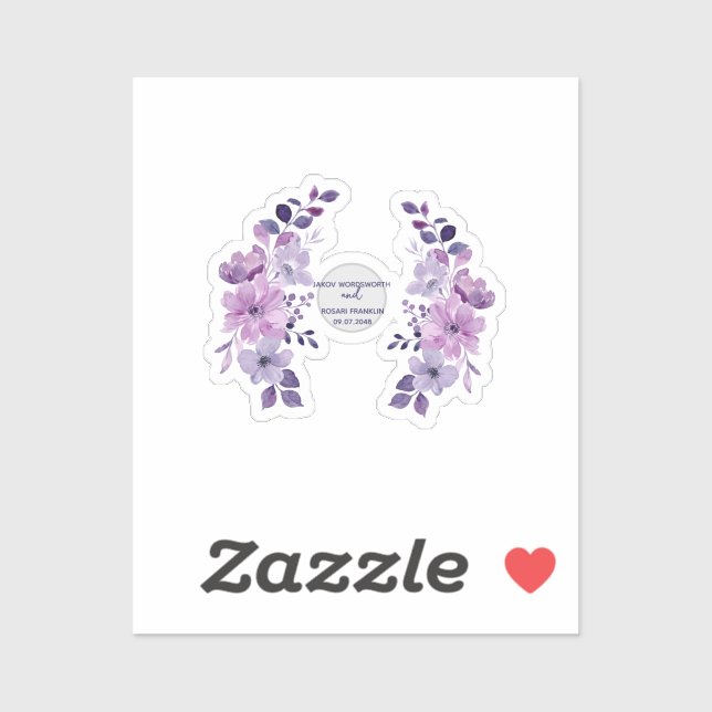 Watercolor purple flower bouquet sticker (Sheet)