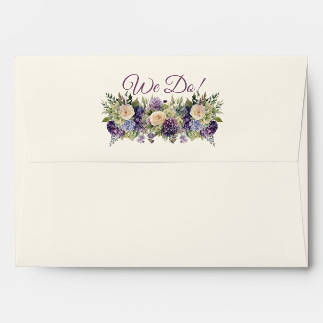 Watercolor Purple Flower Bouquet-Wedding- Envelope (Back (Top Flap))