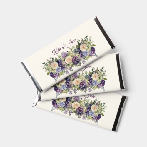 Watercolor Purple Flower Bouquet_Wedding Favor_ Hershey Bar Favors