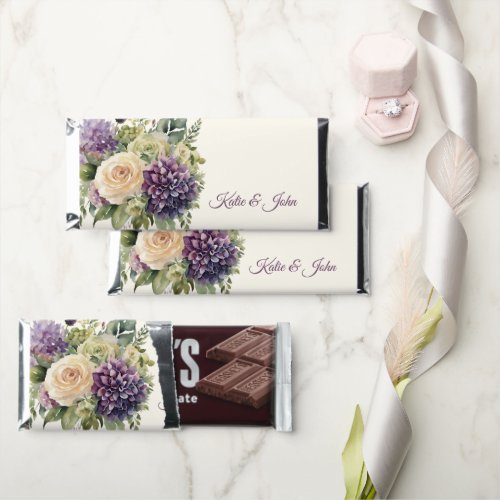 Watercolor Purple Flower Bouquet_Wedding Favor_ Hershey Bar Favors