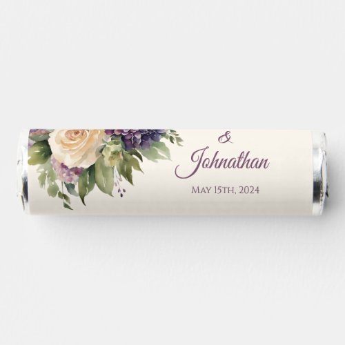 Watercolor Purple Flower Bouquet_Wedding favors_ Breath Savers Mints