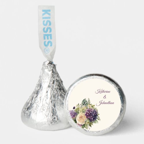 Watercolor Purple Flower Bouquet_Wedding Favors_ Hersheys Kisses