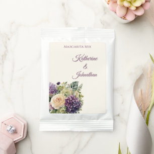 Watercolor Purple Flower Bouquet-Wedding Favors- Margarita Drink Mix