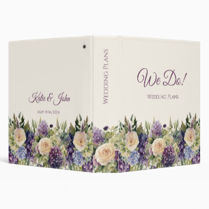 Watercolor Purple Flower Bouquet-Wedding Plans 3 Ring Binder