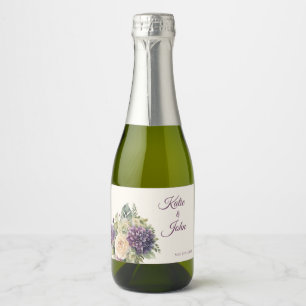 Watercolor Purple Flower Bouquet-Wedding- Sparkling Wine Label