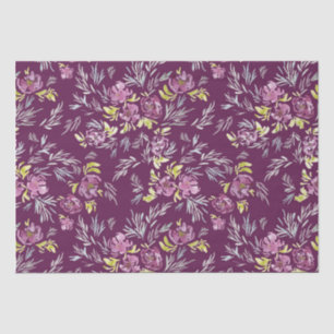 Watercolor Purple Flower Pattern Wrapping Paper