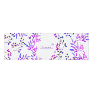 Watercolor purple flowers and cute butterflies ruler