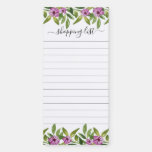 Watercolor Purple Flowers And Greenery Typography Magnetic Notepad at Zazzle