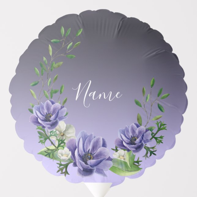 Watercolor Purple Flowers Balloon (Front)