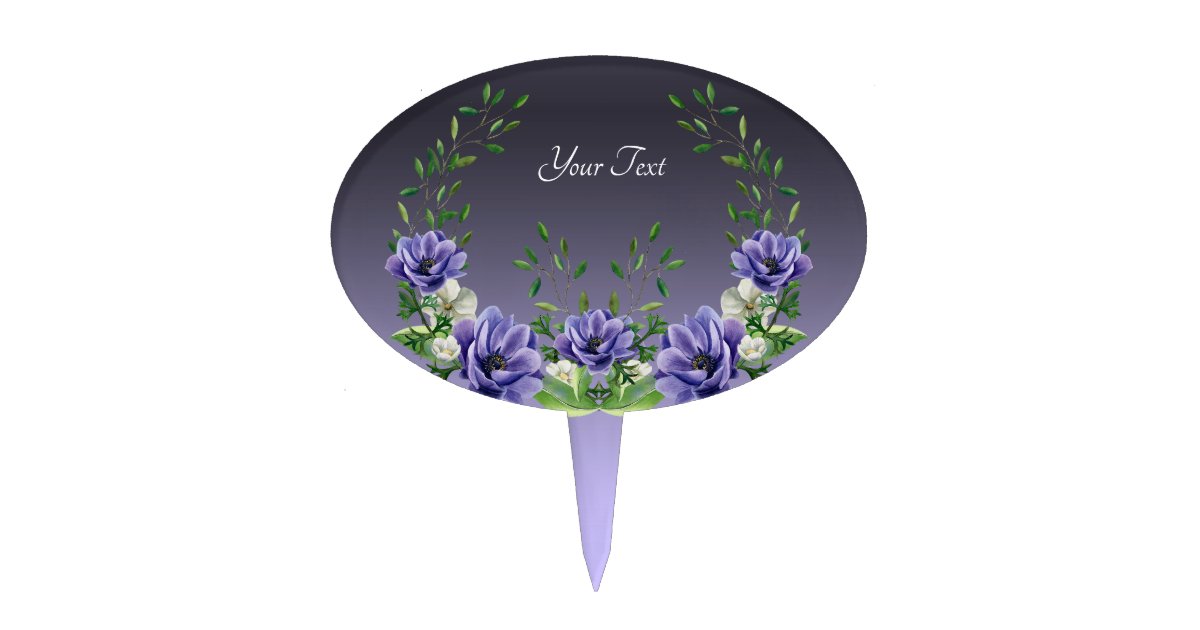 Watercolor Purple Flowers Cake Topper | Zazzle