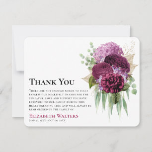 Watercolor Purple Flowers & Eucalyptus Symapthy Thank You Card