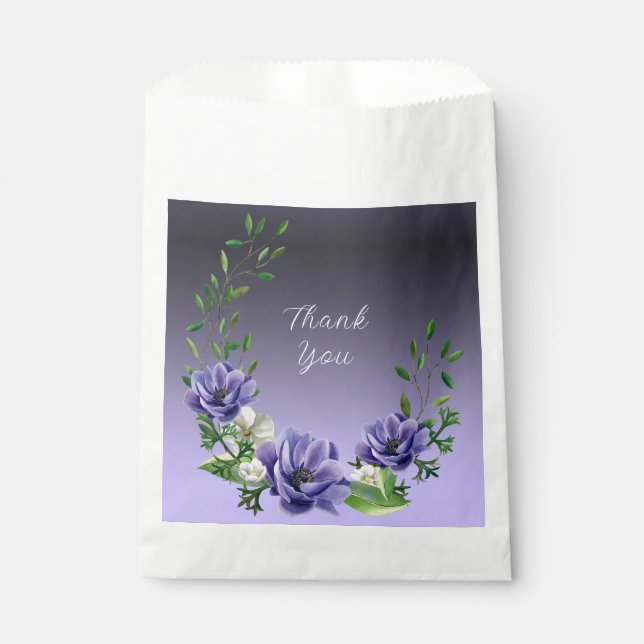 Watercolor Purple Flowers Favor Bag (Front)