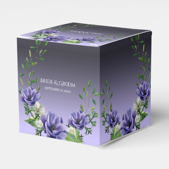 Watercolor Purple Flowers Favor Box (Front Side)