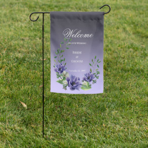Watercolor Purple Flowers Garden Flag