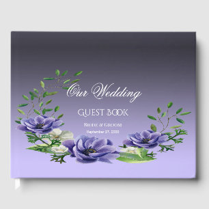 Watercolor Purple Flowers Guest Book