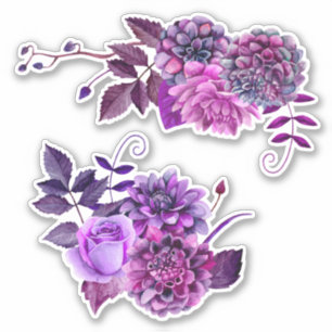 Watercolor purple flowers. Lilac garden floral Sticker