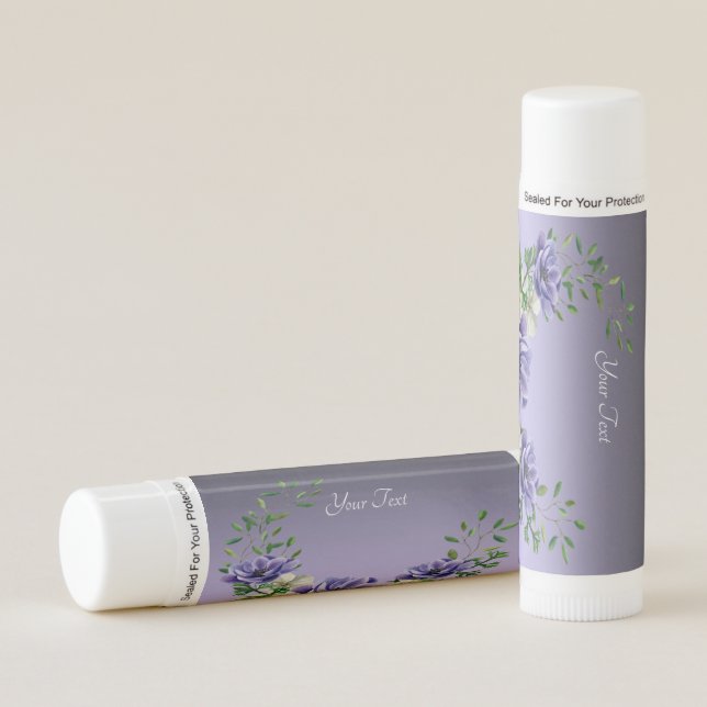 Watercolor Purple Flowers Lip Balm (Front)