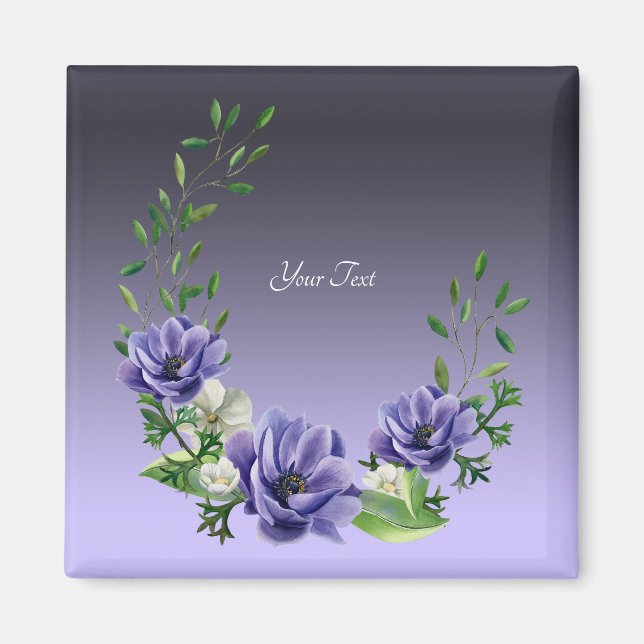 Watercolor Purple Flowers Magnet (Front)