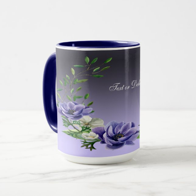 Watercolor Purple Flowers Mug (Front Left)