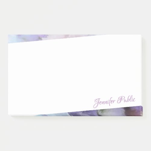 Watercolor Purple Flowers Personalized Hand Script Post_it Notes