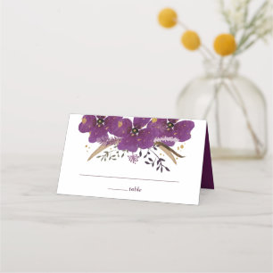 Watercolor Purple Flowers Place Card