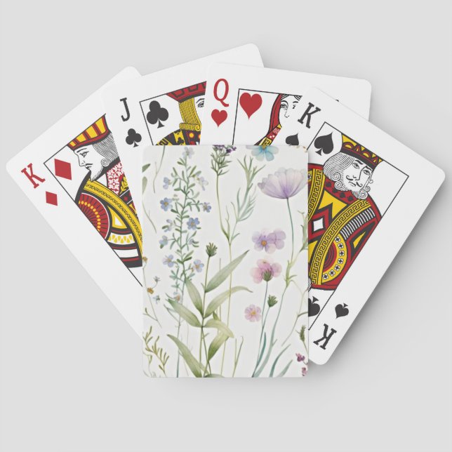 Watercolor purple flowers poker cards (Back)