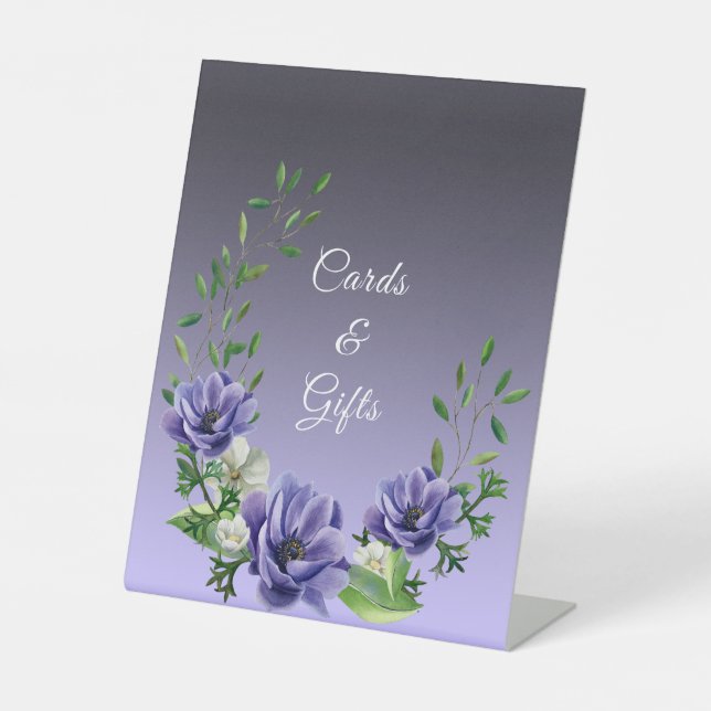 Watercolor Purple Flowers Tabletop Signs (Front)