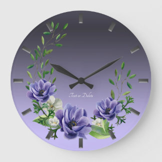 Watercolor Purple Flowers Wall Clock