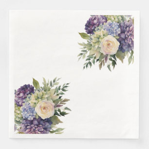 Watercolor Purple Flowers-Wedding- Paper Dinner Napkins