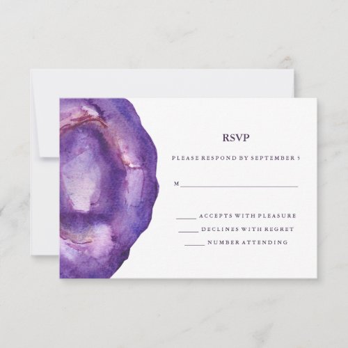 Watercolor Purple Geode Wedding RSVP