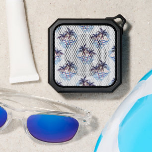 Watercolor Purple Geometric Palm Tree Pattern Bluetooth Speaker