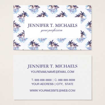 Watercolor Purple Geometric Palm Tree Pattern Business Card Watercolor Purple Geometric Palm Tree Pattern Business Card
