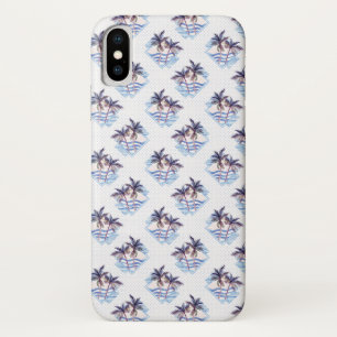 Watercolor Purple Geometric Palm Tree Pattern iPhone X Case