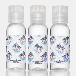 Watercolor Purple Geometric Palm Tree Pattern Hand Sanitizer