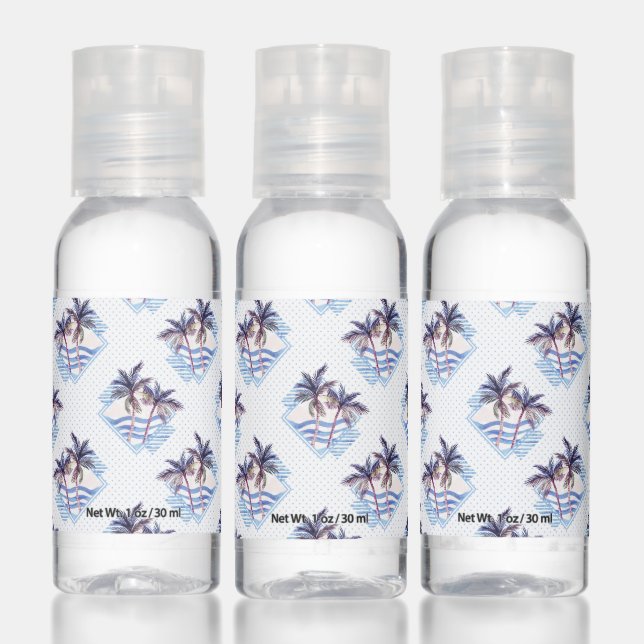 Watercolor Purple Geometric Palm Tree Pattern Hand Sanitizer (Set)
