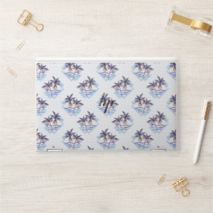 Watercolor Purple Geometric Palm Tree Pattern HP Laptop Skin