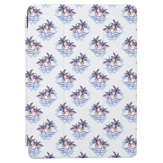 Watercolor Purple Geometric Palm Tree Pattern iPad Air Cover (Front)
