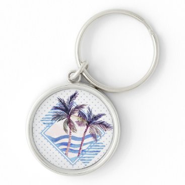 Watercolor Purple Geometric Palm Tree Pattern Keychain Watercolor Purple Geometric Palm Tree Pattern Keychain